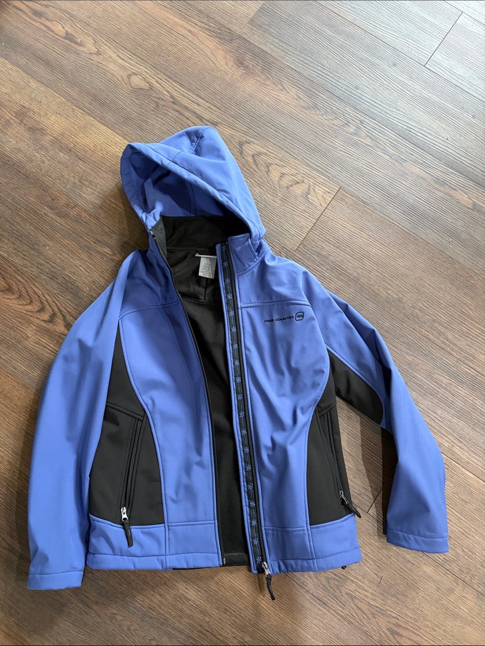 Free Country Blue and Black Hooded Softshell Jacket